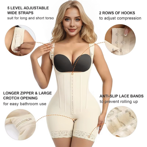 Gaine Colombienne Sculptante – Post-Partum & Minceur – Couleur Beige – Taille Haute avec Bretelles ( uniquement sur commande) – Image 3