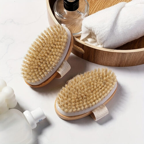 Brosse de Massage Drainante – Fibres Naturelles & Bois – Image 3